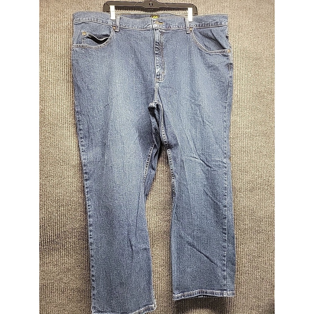 Lee Regular Fit Mens Jeans 48x29 Blue Medium Wash Denim Stretch 2100200